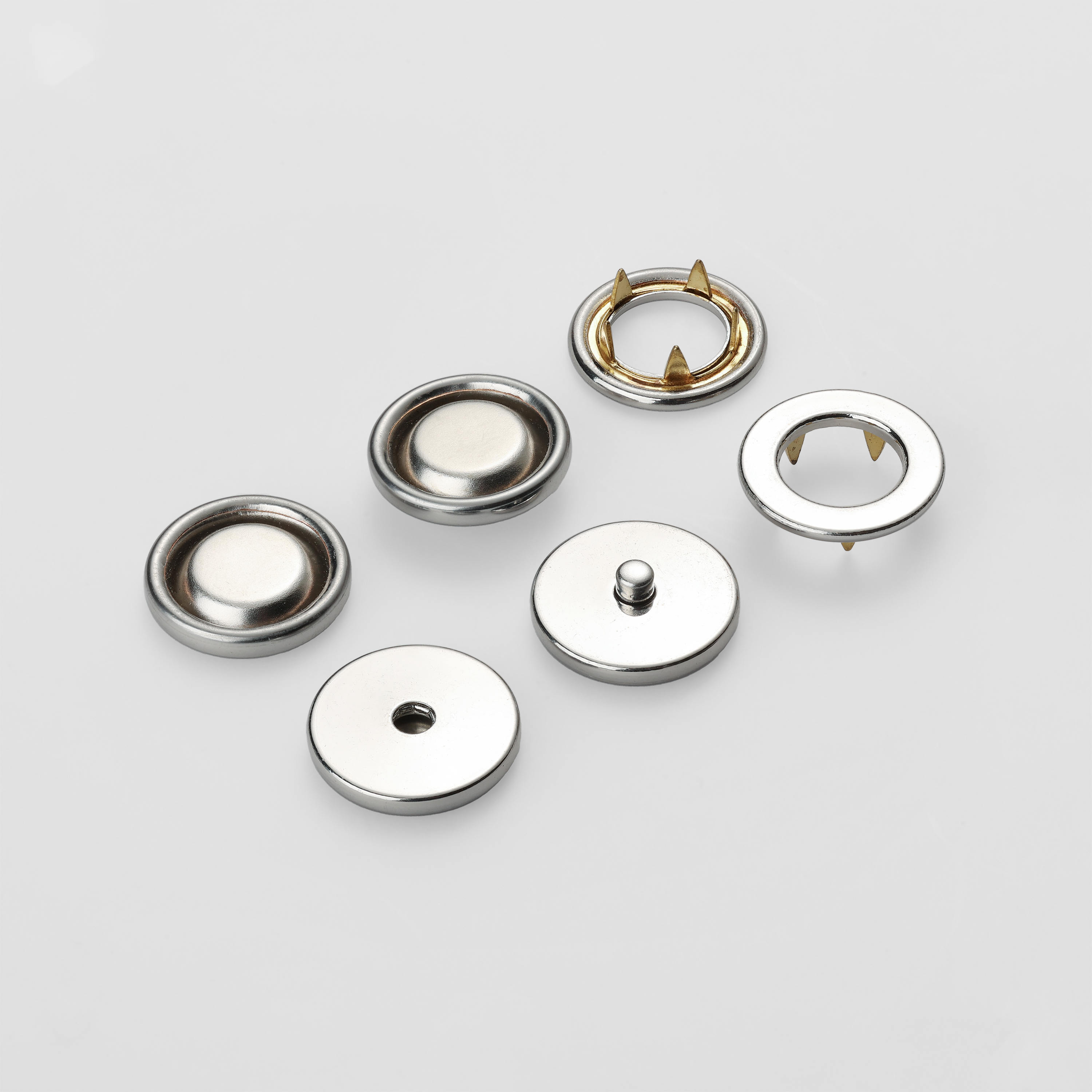 16MM四件组合纯平面铜拍钮